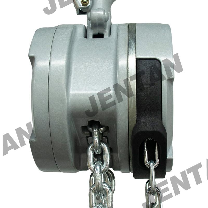 Close-up of patented chain guide system on JTVX Chain Hoist