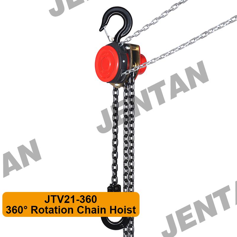 JTV21 360° chain hoist front view with rotating hand wheel