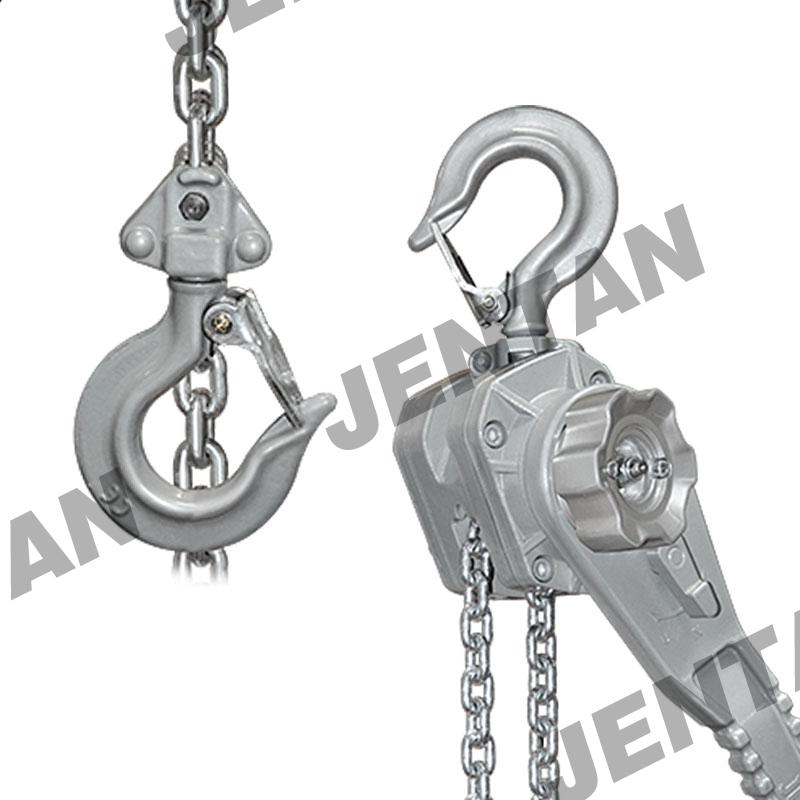 Forged steel hook on lightweight manual chain hoist