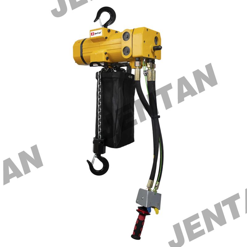 Pneumatic air hoist with fine lever control in workshop