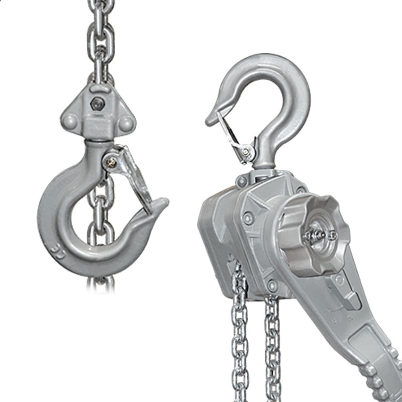 Forged steel hook on lightweight manual chain hoist