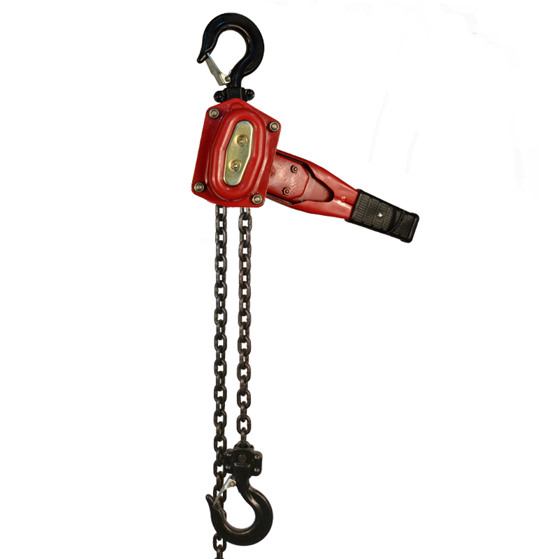 Manual ratchet hoist with steel cover and forged hooks